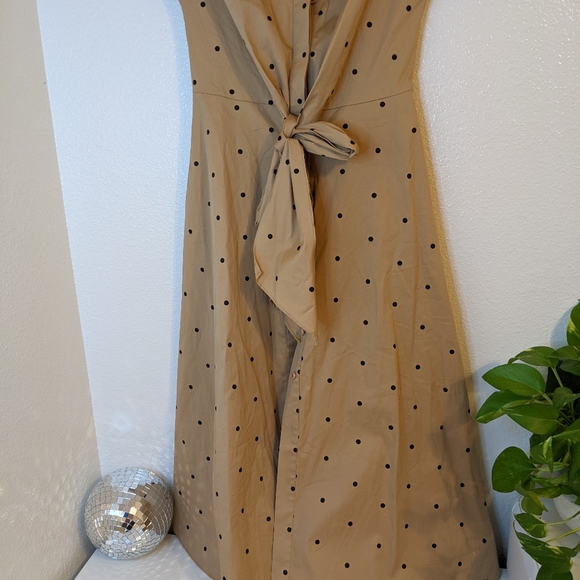Wyatt Wylde tan and black polka dot midi dress - Picture 2 of 7
